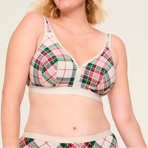 Plaid Bralette Set in Green Red and White for Cozy Sleepwear